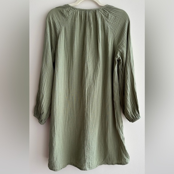 H&M Tunic Dress, Khaki Green, 100% Cotton Long Sleeve Shirt Dress, Size XS - Picture 15 of 16